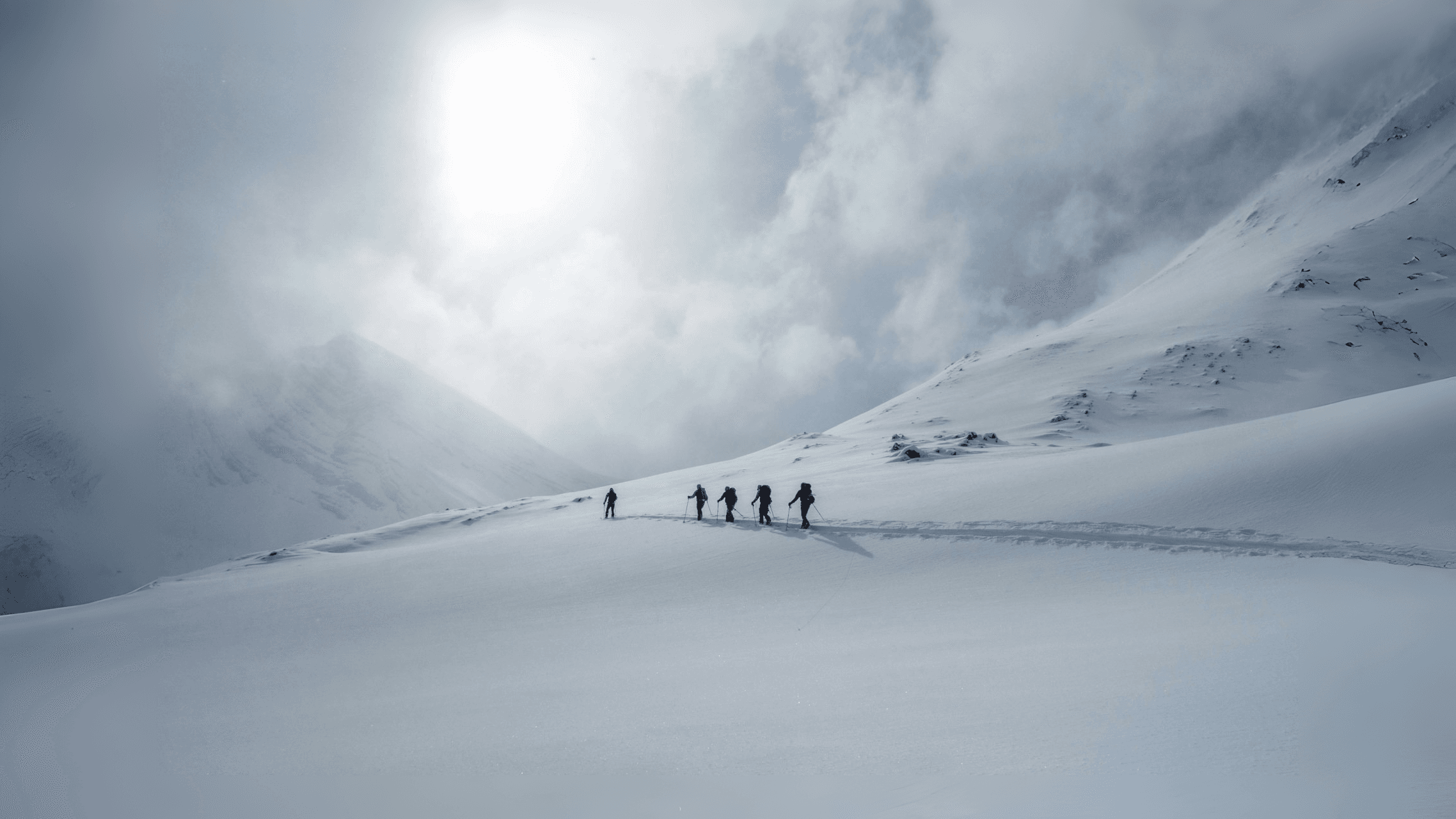 Snowy mountain ridge